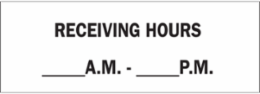 Receiving Hours __A.M.-_ P.M. Sign, 7" H x 20" W x 0.1" D, Fiberglass