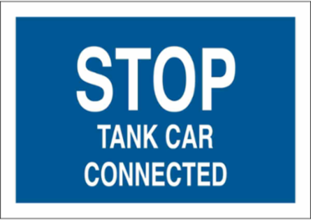 STOP Tank Car Connected Sign, 12" H x 15" W x 0.1" D, Fiberglass