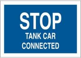 STOP Tank Car Connected Sign, 12" H x 15" W x 0.1" D, Fiberglass