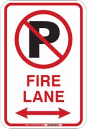 Fire Lane Sign, 18" H x 12" W x 0.1" D, Fiberglass