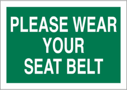 Please Wear Your Seat Belt Sign, 10" H x 14" W x 0.1" D, Fiberglass