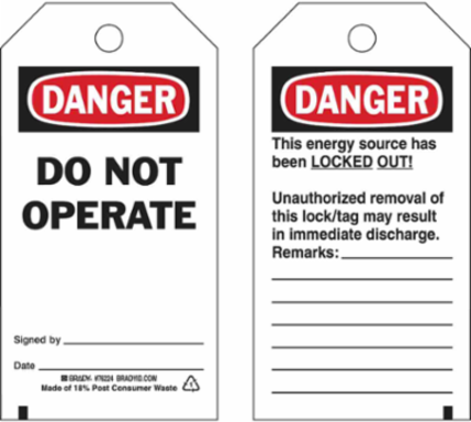 Lockout Tagout Tags - Economy Polyester