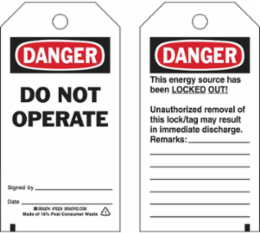 Lockout Tagout Tags - Economy Polyester
