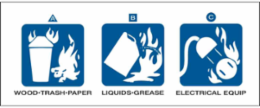 Dry Chemical or Halogenated Hydrocarbon Fire Extinguisher Labels, 2" H x 5" W x 0.0035" D, White on Blue