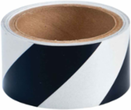 Marking Tape Roll - Reflective Vinyl, Diagonal Stripes, Black on White, 2"x 5 Yds