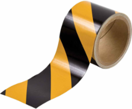 Marking Tape Roll - Reflective Vinyl, Diagonal Stripes, Black on Yellow, 3"x 5 Yds