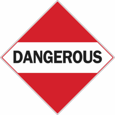 Dangerous Sign, 10.75" H x 10.75" W x 0.004" D, Vinyl