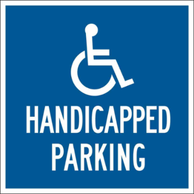 Handicapped Parking Sign, 18" H x 18" W x 0.1" D, Fiberglass