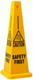 BradyCone Warning System, 35 Inch Height, Yellow, Non-Reflective Plastic