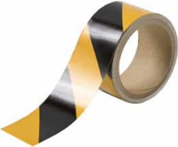 Reflective Black and Yellow Striped Tape, Acrylic, Black/Yellow, 2" x 10 Yd
