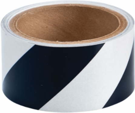 Reflective Black and White Striped Tape, Acrylic, Black/White, 2" x 10 Yd
