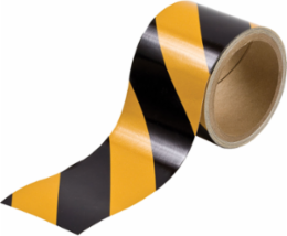 Reflective Black and Yellow Striped Tape, Acrylic, Black/Yellow, 3" x 10 Yd
