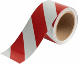 Reflective Red and White Striped Tape, Acrylic, Red/White, 3" x 10 Yd