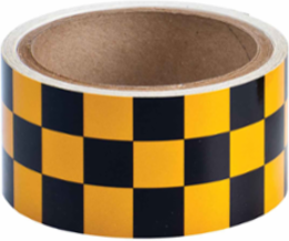 Reflective Black and Yellow Checkered Tape, Acrylic, Black/Yellow, 2" x 10 Yd