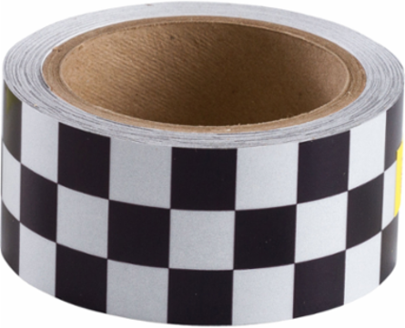 Reflective Black and White Checkered Tape, Acrylic, Black/White, 3" x 10 Yd