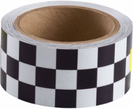 Reflective Black and White Checkered Tape, Acrylic, Black/White, 3" x 10 Yd