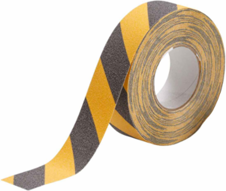 Anti-Skid Tape, 2 Inch x 60 ft, Grit-Coated Polyester, Black/Yellow, Permanent Acrylic Adhesive