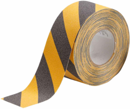 Anti-Skid Tape 3 Inch x 60 ft, Permanent Acrylic, Black/Yellow Grit-Coated Polyester