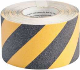 Anti-Skid Tape 4 Inch x 60 ft, Grit-Coated Polyester, Black/Yellow Stripes