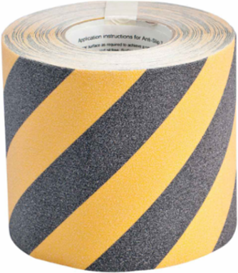 Anti-Skid Tape 6 Inch x 60 ft, Grit-Coated Polyester, Black/Yellow, Striped