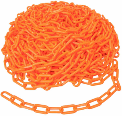 Bradylink Warning Chains, Orange, 2 Inch W x 100 Ft L, Polyethylene