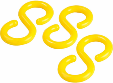 Yellow S-Hooks, 2 Inch Height, Moulded Polyethylene, Pack of 36
