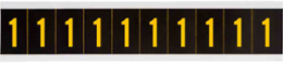 Outdoor Utility Pressure Sensitive Vinyl Number Labels - 1" H, Yellow on Black, 1