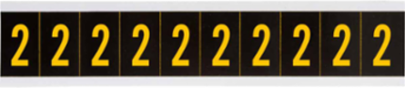 Outdoor Utility Pressure Sensitive Vinyl Number Labels - 1" H, Yellow on Black, 2