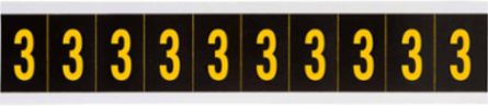 Outdoor Utility Pressure Sensitive Vinyl Number Labels - 1" H, Yellow on Black, 3