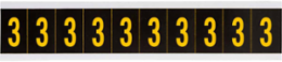 Outdoor Utility Pressure Sensitive Vinyl Number Labels - 1" H, Yellow on Black, 3
