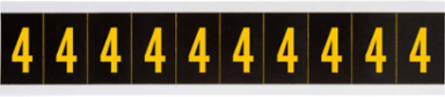 Outdoor Utility Pressure Sensitive Vinyl Number Labels - 1" H, Yellow on Black, 4