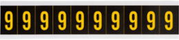 Outdoor Utility Pressure Sensitive Vinyl Number Labels - 1" H, Yellow on Black, 9