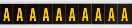 Outdoor Utility Pressure Sensitive Vinyl Letter Labels - 1" H, Yellow on Black, A