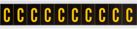 Outdoor Utility Pressure Sensitive Vinyl Letter Labels - 1" H, Yellow on Black, C