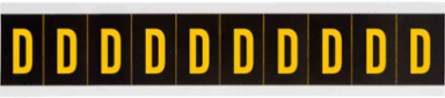 Outdoor Utility Pressure Sensitive Vinyl Letter Labels - 1" H, Yellow on Black, D