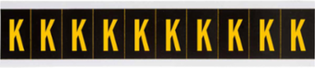 Outdoor Utility Pressure Sensitive Vinyl Letter Labels - 1" H, Yellow on Black, K