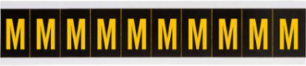 Outdoor Utility Pressure Sensitive Vinyl Letter Labels - 1" H, Yellow on Black, M
