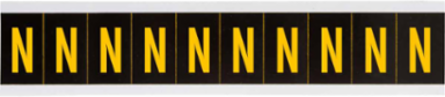 Outdoor Utility Pressure Sensitive Vinyl Letter Labels - 1" H, Yellow on Black, N