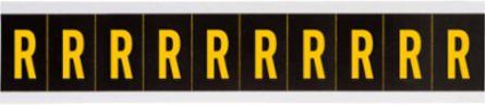 Outdoor Utility Pressure Sensitive Vinyl Letter Labels - 1" H, Yellow on Black, R