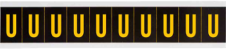 Outdoor Utility Pressure Sensitive Vinyl Letter Labels - 1" H, Yellow on Black, U