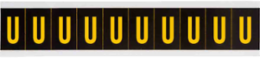 Outdoor Utility Pressure Sensitive Vinyl Letter Labels - 1" H, Yellow on Black, U