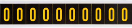Outdoor Utility Pressure Sensitive Vinyl Number Labels - 2" H, Yellow on Black, 0