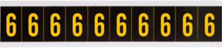 Outdoor Utility Pressure Sensitive Vinyl Number Labels - 2" H, Yellow on Black, 6