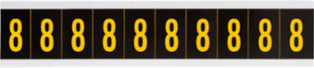Outdoor Utility Pressure Sensitive Vinyl Number Labels - 2" H, Yellow on Black, 8