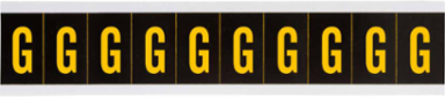 Outdoor Utility Pressure Sensitive Vinyl Letter Labels - 2" H, Yellow on Black, G