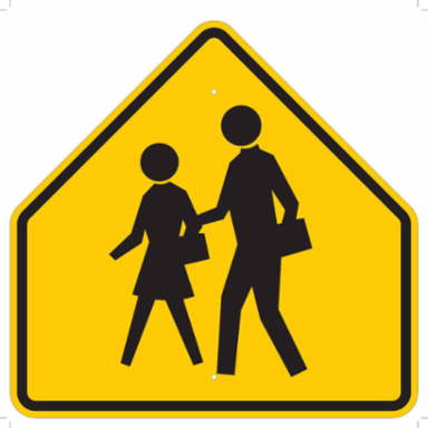 School Crossing Picto Sign, Gloss, 30" H x 30" W x 0.090" D, Aluminum