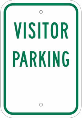 Visitor Parking Sign, 18" H x 12" W x 0.090" D, Aluminum, Black on White