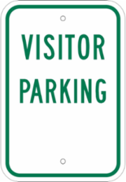 Visitor Parking Sign, 18" H x 12" W x 0.090" D, Aluminum, Black on White