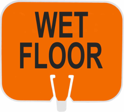 Wet Floor Cone Sign, 10.5" H x 12.75" W x .06" D, Black/Orange