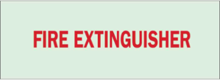 Fire Extinguisher Sign, 3.5" H x 10" W x 0.063" D, Red on Glow, Polystyrene